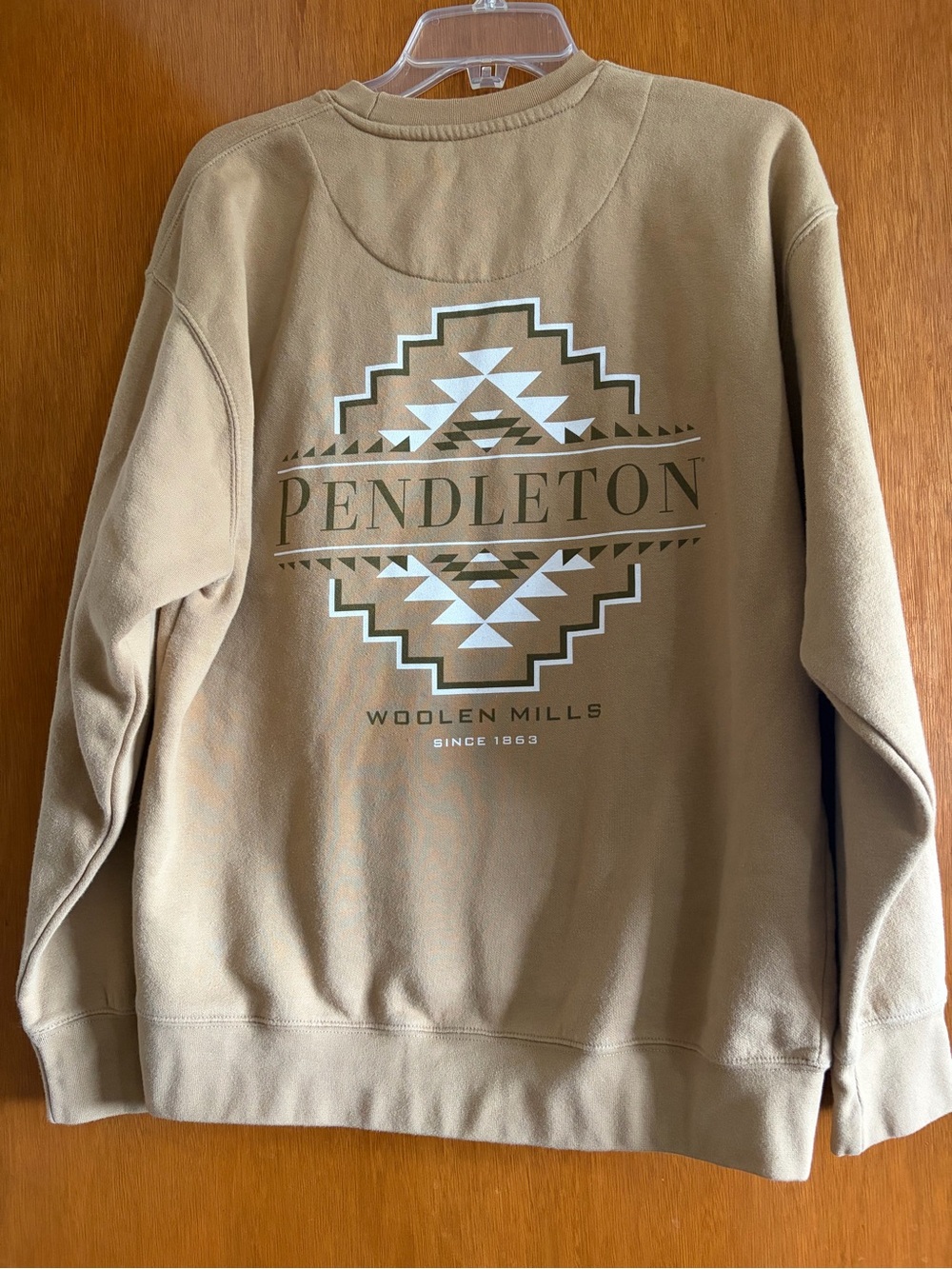 Pendleton Tan Graphic Crewneck Sweatshirt with Geometric Logo